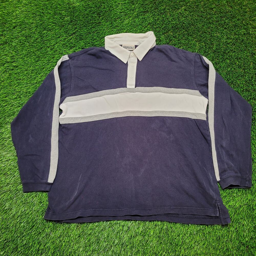 Vintage Y2K Aeropostale Striped Rugby Shirt Mens Large Preppy Skater